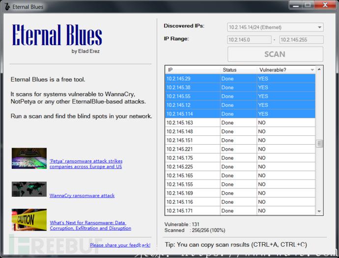 永恒之蓝漏洞（MS17-010）图形化扫描器-Eternal Blues 第1张